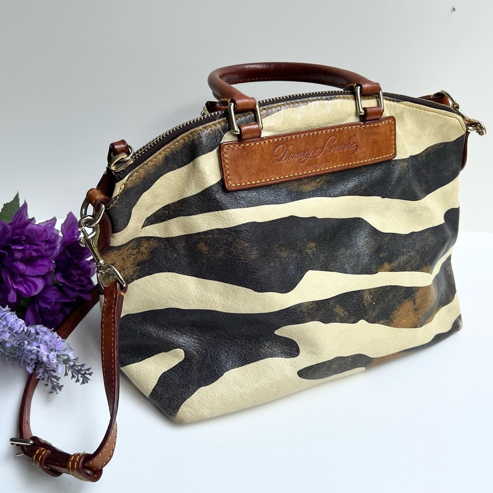 •SOLD• Dooney & Bourke Zebra Juliette Print Florentine Vachetta Leather Bag